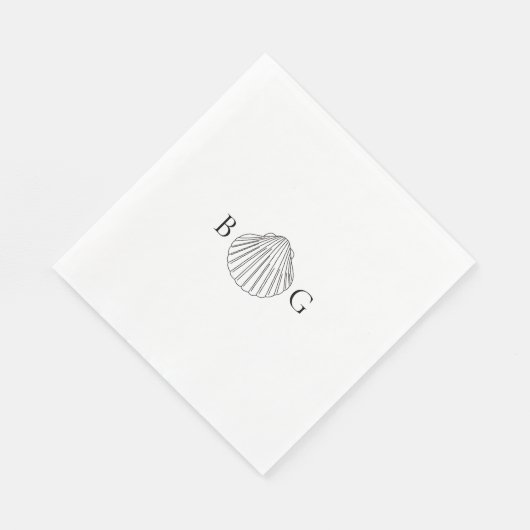 Minimalistische Clam Seashell Monogram Bruiloft Servet (Hoek)
