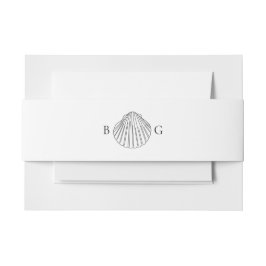 Minimalistische Clam Seashell Monogram Bruiloft Uitnodigingen Wikkel