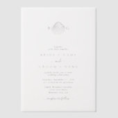 Minimalistische Clam Seashell Monogram Bruiloft Vellum Uitnodigingen (Voorkant)
