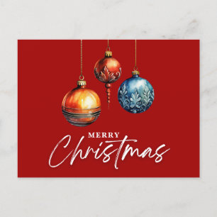 Minimalistische Classic Bauble Christmas Red Blank Briefkaart