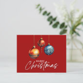 Minimalistische Classic Bauble Christmas Red Blank Briefkaart (Staand voorkant)