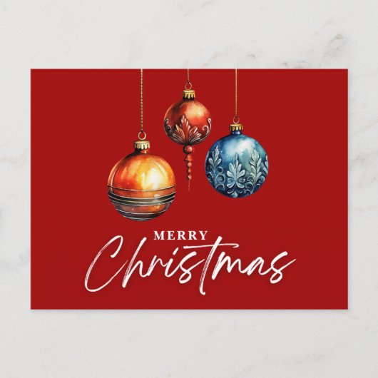 Minimalistische Classic Bauble Christmas Red Blank Briefkaart (Voorkant)