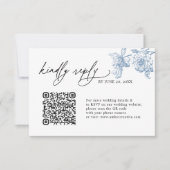 Minimalistische Classic Blue QR code bruiloft RSVP (Voorkant)