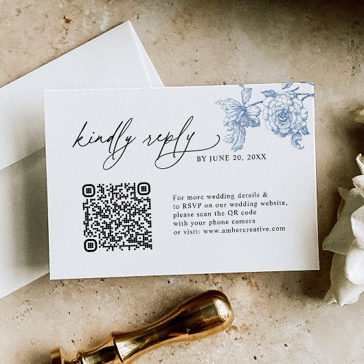 Minimalistische Classic Blue QR code bruiloft RSVP