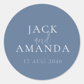 Minimalistische Classic Blue Wedding label & stick (Voorkant)