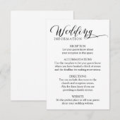 Minimalistische Classic Calligrafie Wedding Insert Informatiekaartje (Voorkant / Achterkant)