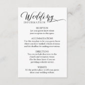 Minimalistische Classic Calligrafie Wedding Insert Informatiekaartje (Voorkant)