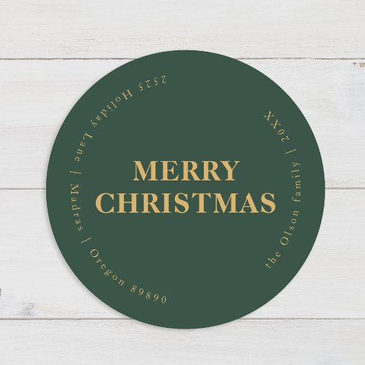 Minimalistische Classic Christmas Green Envelope A Ronde Sticker