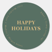 Minimalistische Classic Feestdagen Green Envelope  Ronde Sticker (Voorkant)