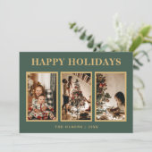 Minimalistische Classic Feestdagen Green Three Fot Feestdagenkaart (Staand voorkant)