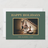 Minimalistische Classic Feestdagen Groene Foto en Feestdagenkaart (Voorkant)