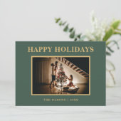 Minimalistische Classic Feestdagen Groene Foto en Feestdagenkaart (Staand voorkant)