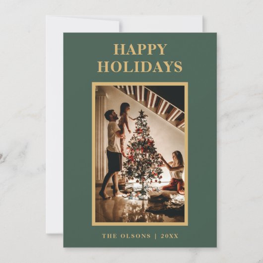 Minimalistische Classic Feestdagen Groene letter e Feestdagenkaart (Voorkant)