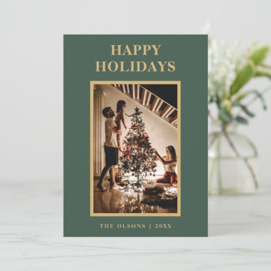 Minimalistische Classic Feestdagen Groene letter e Feestdagenkaart (Staand voorkant)