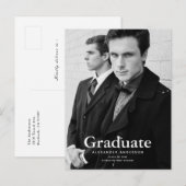 Minimalistische Classic Zwart-wit Foto Afstuderen Aankondigingskaart (Voorkant / Achterkant)