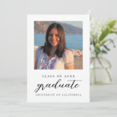 Minimalistische Classy 1-foto-Afstuderen aankondig Kaart (Staand voorkant)