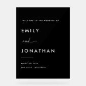 Minimalistische Classy Black Wedding Welkom Acryl Bord (Voorkant)