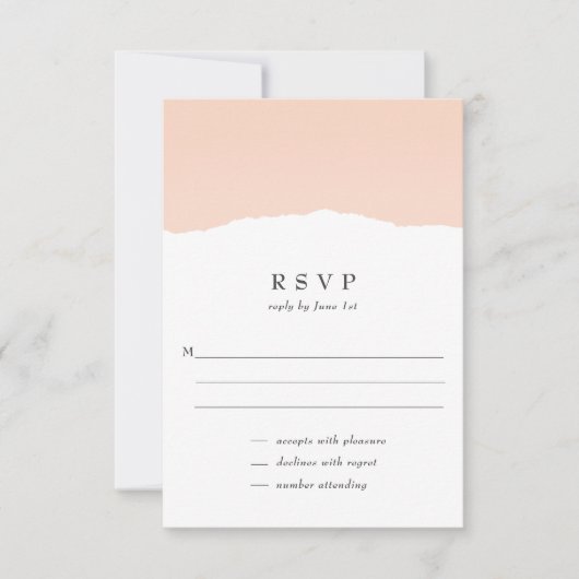 Minimalistische Classy Blush Wedding RSVP Kaart (Voorkant)