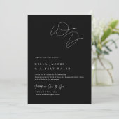 Minimalistische Classy Calligraphy Black Wedding Kaart (Staand voorkant)