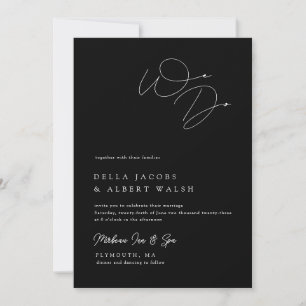 Minimalistische Classy Calligraphy Black Wedding Kaart