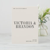 Minimalistische Classy Chic Typografie Moderne bru Kaart (Staand voorkant)