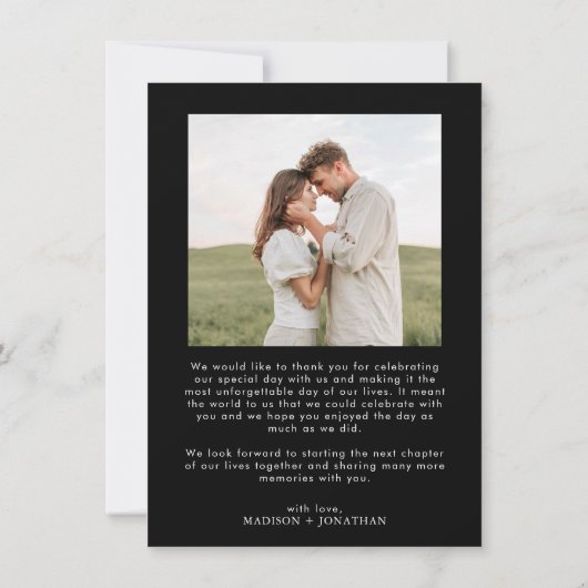 Minimalistische Classy Eenvoudig Zwart 2 foto brui Bedankkaart (Achterkant)