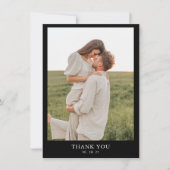 Minimalistische Classy Eenvoudig Zwart 2 foto brui Bedankkaart (Voorkant)
