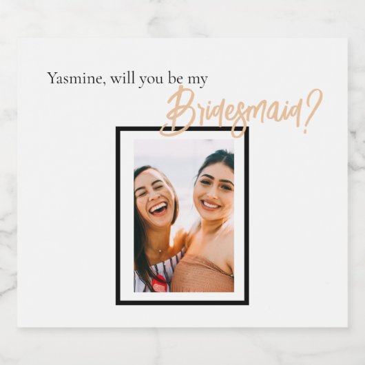 Minimalistische Classy Eenvoudige Bruidsmeisje Uit Sparkling Wijnetiket (Enkel label)