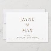 Minimalistische Classy White en Gold Wedding Save  Kaart (Voorkant)
