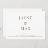 Minimalistische Classy White en Gold Wedding Save  Kaart (Voorkant / Achterkant)