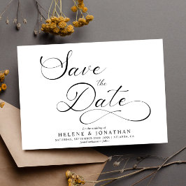 Minimalistische Classy Zwart Wit Elegant Huwelijk Save The Date