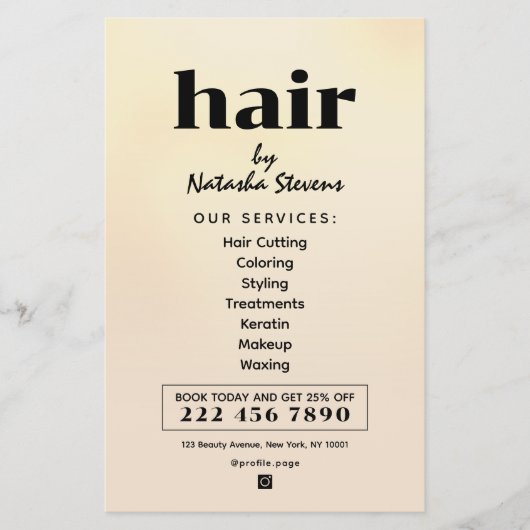 Minimalistische clean boho stijl kapsalon flyer (Voorkant)