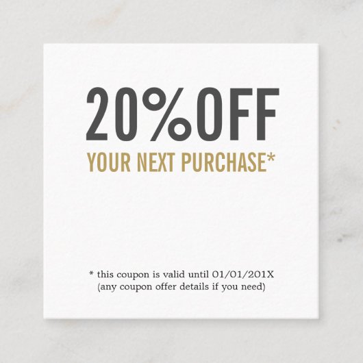 Minimalistische Clean Bold Beauty Salon Coupon (Voorkant)