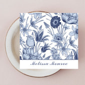 Minimalistische Clean Eenvoudige Blauwe Bloemen Ty Vierkante Visitekaartje