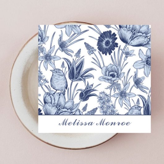 Minimalistische Clean Eenvoudige Blauwe Bloemen Ty Vierkante Visitekaartje