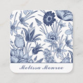 Minimalistische Clean Eenvoudige Blauwe Bloemen Ty Vierkante Visitekaartje (Voorkant)