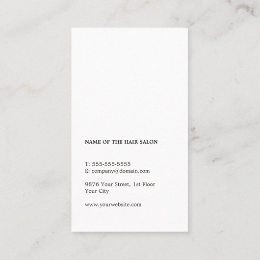 Minimalistische Clean Faux Gold Black Hair Stylist Visitekaartje (Achterkant)