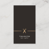 Minimalistische Clean Faux Gold Black Hair Stylist Visitekaartje (Voorkant)