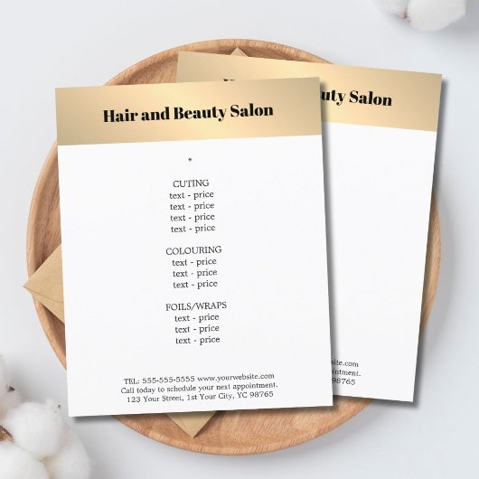 Minimalistische Clean Faux Gold Stripe Haarstylist Flyer