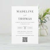 Minimalistische Clean QR Code Fotobruiloft Kaart (Staand voorkant)