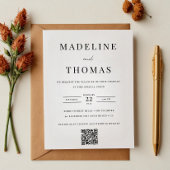 Minimalistische Clean QR Code Fotobruiloft Kaart