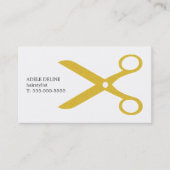 Minimalistische Clean White Gold Scissor Haarstyli Visitekaartje (Voorkant)