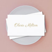 Minimalistische Clean White Golden Networking Visitekaartje