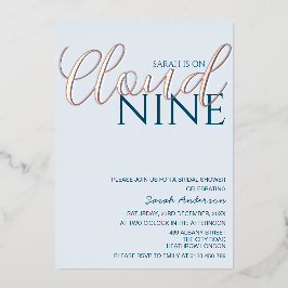 Minimalistische Cloud Nine Bruidsdouche Roze Goud Folie Uitnodiging