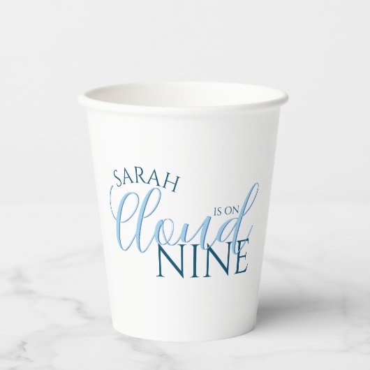 Minimalistische Cloud nine eenvoudige script bruid Papieren Bekers (Voorkant)