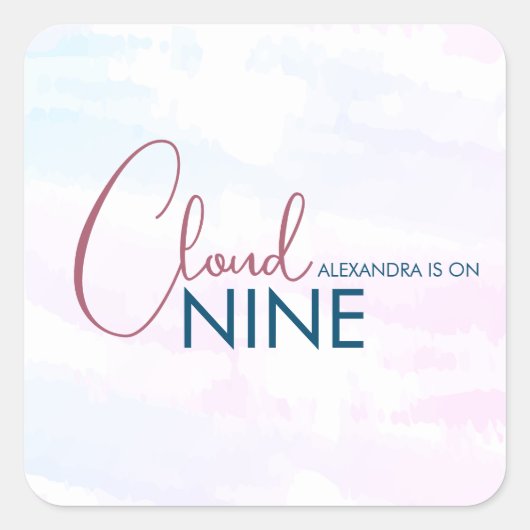 Minimalistische Cloud Nine Zachte Blauwe Bruilofts Vierkante Sticker (Voorkant)