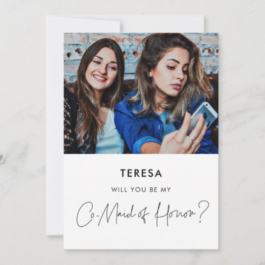 Minimalistische Co-Maid of Honor voorstel fotokaar Kaart (Voorkant)