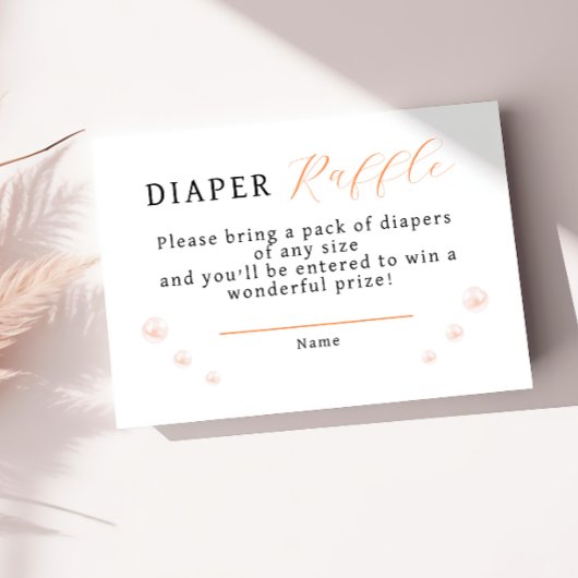 Minimalistische Coastal Pearl Baby shower luierkra Informatiekaartje