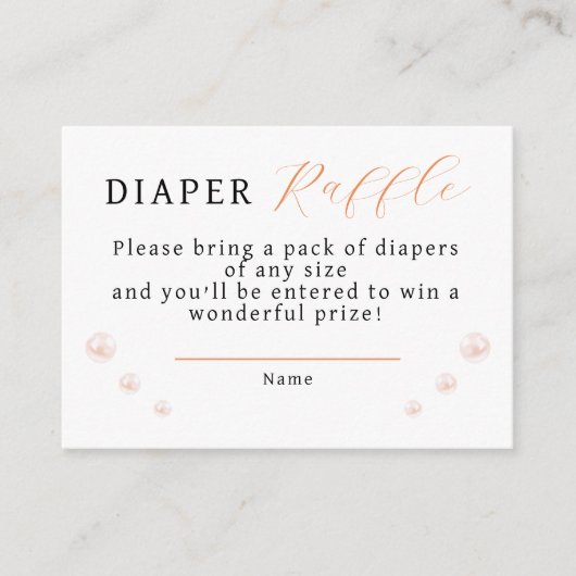 Minimalistische Coastal Pearl Baby shower luierkra Informatiekaartje (Voorkant)