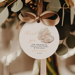 Minimalistische Coastal Pearl Baby shower voorkeur Bedankjes Labels